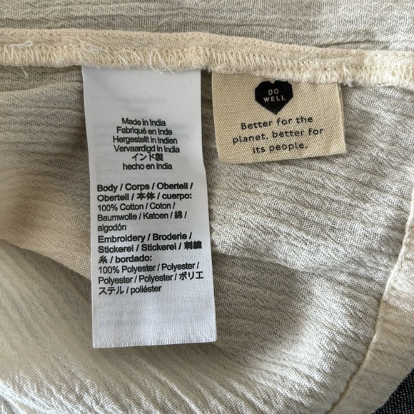 Madewell cream gauze long sleeve embroidered top, size M - Picture 6 of 6